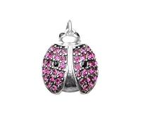 LDGSUPH Colgante, Alas Rojas Escarabajo Dama Bug Colgantes 925 Plata Colgante Joyería Europa Collar Accesorio Regalo para Mujeres Hombres