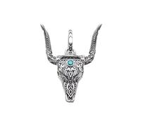 LDGSUPH Colgante De Cabeza De Toro, Colgante De Plata De Ley 925, Joyería Icónica del Viejo Oeste, Accesorio Turquesa, Regalo Étnico For Mujer Y Hombre.