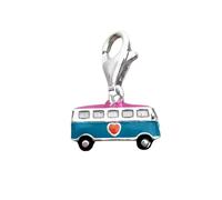 LDGSUPH Colgante De Encanto De Autobús De Esmalte Azul, 925 Plata De Ley Cuelga Encanto Tono Gota De Aceite Pulsera Bricolaje Flotante Encantos Regalo Para Mujeres Niñas