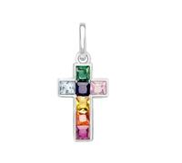 LDGSUPH Colgante De Plata 925, Cruz con Piedras De Colores Colgante Joyería Europa Collar Accesorios Regalo Clásico para Mujeres Hombres Niñas