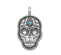 LDGSUPH Colgante, Máscara Cráneo Piedras Azules Colgante Joyería Collar Accesorios 925 Plata Esterlina Regalo Vintage para La Mujer Hombres