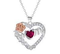 LDGSUPH Collar con colgante en forma de corazón, un regalo para mujeres, un regalo del Día de la Madre para mamá, (Rojo)