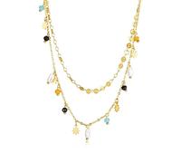 LDGSUPH Collar de cadena con cuentas acero inoxidable piedras preciosas circón cúbico colorido arcoíris encanto elegante for mujer