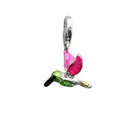 LDGSUPH Colorido Esmalte Lindo Colibrí Encanto Colgante, 925 Plata De Ley Cuelga Encanto Se Ajusta Pulseras Y Collares Joyería Animal Regalo para Mujeres Hombres Niñas(Lobster Clasp)
