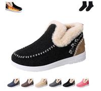 LDGSUPH Cómodas botas de tobillo forradas de lana. Botas de invierno unisex cálidas con suela antideslizante, vienen con un par de calcetines., Black, 42 1/3 EU