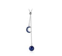 LDGSUPH Moda Galaxy Blue Planet Luna cristal cadena larga collar colgantes encanto clásico joyería de plata ley 925 for mujer