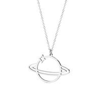 LDGSUPH Moda hueco Saturno planeta colgante collar estrella universo encanto cadena de Metal Color plata joyería mujer