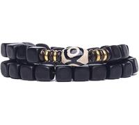 LDGSUPH Pulsera, De 9 Mm Cuentas Oración Mala Sándalo Natural Forma Cuadrada Meditación Budista Tibetana Joyería Estilo Doble Círculo