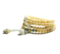 LDGSUPH Pulsera Mala, de 108 Cuentas Bodhi Budista Tibetano con Accesorios Loto Joyería Meditación Collar oración Madera Natural