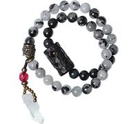 LDGSUPH Pulsera, pulsera de cuentas cristal natural 8 mm, con piedras preciosas semipreciosas, oración Mala Cuff Wrap Jewelry