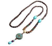 LDGSUPH Pulseras con cuentas, joyería de pulsera, collares, collar hecho a mano, colgante madera, étnica geométrica hebra larga