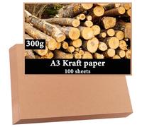 LDHHYH 100 hojas de papel kraft A3, 300 g/m², cartón para manualidades, color marrón natural, papel reciclado extragrueso para scrapbooking, tarjetas de boda y modelismo, 29,7 x 42 cm