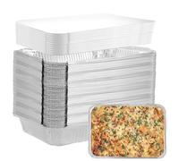 LDHHYH 100 Piezas Bandejas Aluminio Desechables Bandejas Barbacoa 850ml,Bandejas para Hornear de Papel de Aluminio, Bandejas de Aluminio para Hornear Asar Parrilla Cocinar,21,3 x 14,3 x 4,3 cm