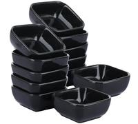 LDHHYH 12 cuencos de cerámica, cuencos cuadrados de porcelana de 3 onzas, platos pequeños de salsa de soja, cuencos para servir, mini cuenco para salsas, barbacoa, helado, postre, fruta, aperitivos