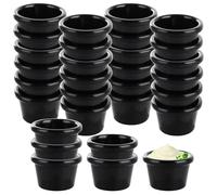 LDHHYH 30 platos de salsa de melamina, macetas tradicionales de 1.5 onzas para condimentos (negro), tazas redondas reutilizables, cuencos pequeños para salsas, apto para lonchera, picnic y viajes
