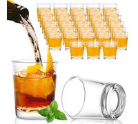 LDHHYH 36 Piezas Vasos Chupito Cristal 25 ml, Chupitos Cristal Transparentes de Base Plana, Vasos de Chupito para Licor, Whisky, Degustacion, Bar y Fiestas