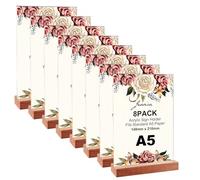 LDHHYH 8 unidades de expositores de mesa A5, A5, soporte de madera, soporte en T, expositor publicitario, soporte para letreros de doble cara, soporte acrílico DIN A5, expositor publicitario, soporte