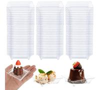 LDHHYH Paquete de 200 mini platos de postre de plástico de 2.5 pulgadas, platos pequeños para aperitivos con cucharas, plato transparente reutilizable para aperitivos, salsas, postres, frutas