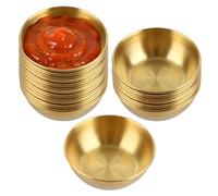 LDHHYH Paquete de 25 cuencos de inmersión, platos de acero inoxidable, cuenco dorado de 130 ml, cuencos pequeños de salsa de soja para sushi, platos de servir aperitivos para cocina, hogar