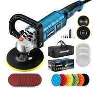 LDHTHOPI Pulidora de búfer, 1600 W, 7 pulgadas/6 pulgadas, 7 velocidades variables, 1000-3500 RPM, mango desmontable para coche, barco, lijado y encerado