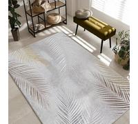 Ldiuttu Alfombra de Salón 130 x 180 cm Antideslizantes y Lavable Alfombras Decorativas para Habitación Comedor Pasillo Moderno Retro Gris Amarillo