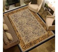 Ldiuttu Alfombra Habitación Grande 180 x 250 cm Antideslizante Lavables Alfombras Salon Modernas Comedor Cocina Leopardo Moderno marrón Amarillo Negro