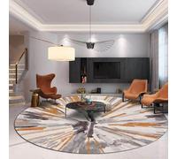 Ldiuttu Alfombras para Salas Redonda ø 60 Alfombra Antideslizante Lavable a Máquina para Dormitorio Home Alfombra Adorno para Entrada Cocina Comedor Floración Abstracta Moderna Gris Naranja