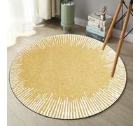 Ldiuttu Alfombras para Salas Redonda ø 60 Alfombra Antideslizante Lavable a Máquina para Dormitorio Home Alfombra Adorno para Entrada Cocina Comedor Líneas de floración Modernas en Amarillo Beige