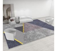 Ldiuttu Alfombras Salon Grandes 200x290cm Alfombra Lavable Antideslizante de Pelo Corto para Habitacion Dormitorio Comedor Oficina Geométrico Moderno Azul Gris Negro Blanco y Amarillo