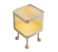 LDKFLKR Mesa Auxiliar Moderna con Almacenamiento Abierto para Sofá, Mesita De Noche con Marco De Acero Al Carbono Dibujos Animados Mesa De Centro para Dormitorio Sala De Estar,Blanca,30cm/11.8in