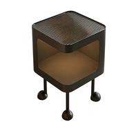 LDKFLKR Mesa Auxiliar Moderna con Almacenamiento Abierto para Sofá, Mesita De Noche con Marco De Acero Al Carbono Dibujos Animados Mesa De Centro para Dormitorio Sala De Estar,Negro,30cm/11.8in