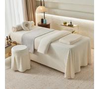 LDLCYCN 4Pcs Mesa De Masaje Falda Cama Caliente Sábanas De SPA | Tela De Terciopelo,Con Funda De Almohada,Funda De Taburete,Funda De Edredón,Con Agujero Para La Cara, Para Centro De Spa