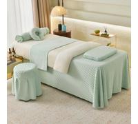 LDLCYCN 4Pcs Mesa De Masaje Falda Cama Caliente Sábanas De SPA | Tela De Terciopelo,Con Funda De Almohada,Funda De Taburete,Funda De Edredón,Con Agujero Para La Cara, Para Centro De Spa