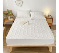 LDLCYCN Blanca,150 * 200cmQUEEN, Cubierta Protectora De Colchón Impermeable Extra Grande/Grande/Cama Doble Bolsillo Profundo De 12 Pulgadas Colchones Acolchados Fundas De Colchón Sombrero De Cama