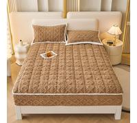 LDLCYCN Café,120 * 200cmFULL, Protector De Colchón Caliente Queen King Tamaño Doble Terciopelo Toda Temporada Cubierta De Colchón con Banda Elástica Cubierta De Cama con Bolsillo Profundo De 12"