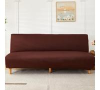 LDLCYCN Café,L, Color Sólido Cubierta De Sofá Cama Sin Brazos Deslizamiento De Futón Estirable Cubierta De Futón Sin Reposabrazos Cubiertas De Sofá Protector De Muebles Lavable