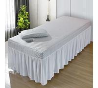 LDLCYCN Cooling Sábana Suave Para Camilla De Masaje Falda Faldón Sólido Para Cama De Masaje SPA Con Orificio Para La Cara Funda Para Cama De Spa De Masaje,A/gray,70 * 185cm