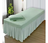 LDLCYCN Cooling Sábana Suave Para Camilla De Masaje Falda Faldón Sólido Para Cama De Masaje SPA Con Orificio Para La Cara Funda Para Cama De Spa De Masaje,B/green(a),70 * 185cm