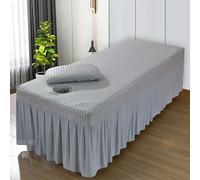 LDLCYCN Cooling Sábana Suave Para Camilla De Masaje Falda Faldón Sólido Para Cama De Masaje SPA Con Orificio Para La Cara Funda Para Cama De Spa De Masaje,B/gray(b),80 * 190cm