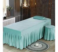 LDLCYCN Cubierta De Cama De Spa Con Agujero Falda De Sábana Para Mesa De Masaje Salón De Belleza Con Banda Colcha De SPA Suave Falda De Cubierta Mesa Masaje Cabeza Cuadrada,Verde,185X70cm(R)