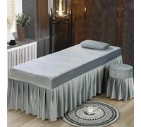 LDLCYCN Cubierta De Cama De Spa Con Agujero Falda De Sábana Para Mesa De Masaje Salón De Belleza Con Banda Colcha De SPA Suave Falda De Cubierta Mesa Masaje Cabeza Cuadrada,Gris,185X70cm(S)