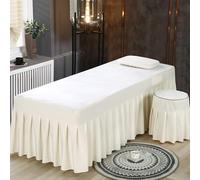LDLCYCN Cubierta De Cama De Spa Con Agujero Falda De Sábana Para Mesa De Masaje Salón De Belleza Con Banda Colcha De SPA Suave Falda De Cubierta Mesa Masaje Cabeza Cuadrada,Beige,190X70cm(S)