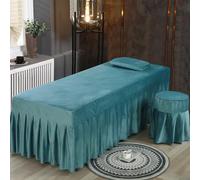LDLCYCN Cubierta De Cama De Spa Con Agujero Falda De Sábana Para Mesa De Masaje Salón De Belleza Con Banda Colcha De SPA Suave Falda De Cubierta Mesa Masaje Cabeza Cuadrada,Azul,190X75cm(S)