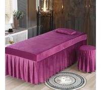 LDLCYCN Cubierta De Cama De Spa Con Agujero Falda De Sábana Para Mesa De Masaje Salón De Belleza Con Banda Colcha De SPA Suave Falda De Cubierta Mesa Masaje Cabeza Cuadrada,Púrpura,185X70cm(S)