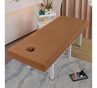 LDLCYCN Cubierta Impermeable Para Cama De Spa Sábana De Pestañas Sábana Para Camilla De Masaje Con Sujeción Funda Para Cama De Masaje Envoltura Integral Cabeza Cuadrada,Café,190x70cm(N)