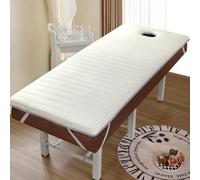 LDLCYCN Cubrecolchón Grueso Para Cama De Masaje Con Orificio Para La Cara Topper Acolchado Para Mesa De Masaje Con Esponja Alta Densidad Cojín Mesa Spa Cabeza Redonda Cuadrada,Beige(5cm),190*70CM(S)