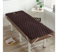LDLCYCN Cubrecolchón Para Camilla De Masaje Con Orificio Para La Cara Funda De Cama De Spa De Algodón De Soja Accesorios Masaje Almohadilla Protectora Cabeza Redonda Cuadrada,Brown(1cm),190 * 75CM(T)
