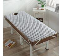 LDLCYCN Cubrecolchón Para Camilla De Masaje Con Orificio Para La Cara Funda De Cama De Spa De Algodón De Soja Accesorios Masaje Almohadilla Protectora Cabeza Redonda Cuadrada,Gray(2cm),185 * 70CM(S)