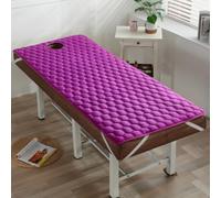 LDLCYCN Cubrecolchón Para Camilla De Masaje Con Orificio Para La Cara Funda De Cama De Spa De Algodón De Soja Accesorios Masaje Almohadilla Protectora Cabeza Redonda Cuadrada,Purple(1cm),180*60CM(S)