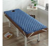 LDLCYCN Cubrecolchón Para Camilla De Masaje Con Orificio Para La Cara Funda De Cama De Spa De Algodón De Soja Accesorios Masaje Almohadilla Protectora Cabeza Redonda Cuadrada,Blue(2cm),190 * 70CM(R)